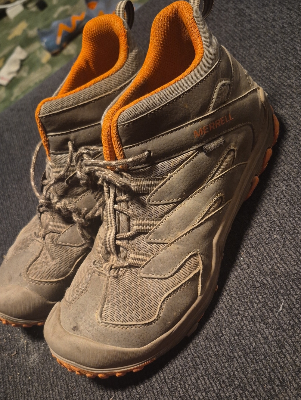 Merrell Men's Gray and Orange Hiking Boots